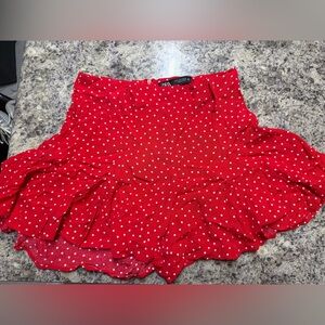ZARA Red Polka Dot Ruffled Mini Skort - Size Small